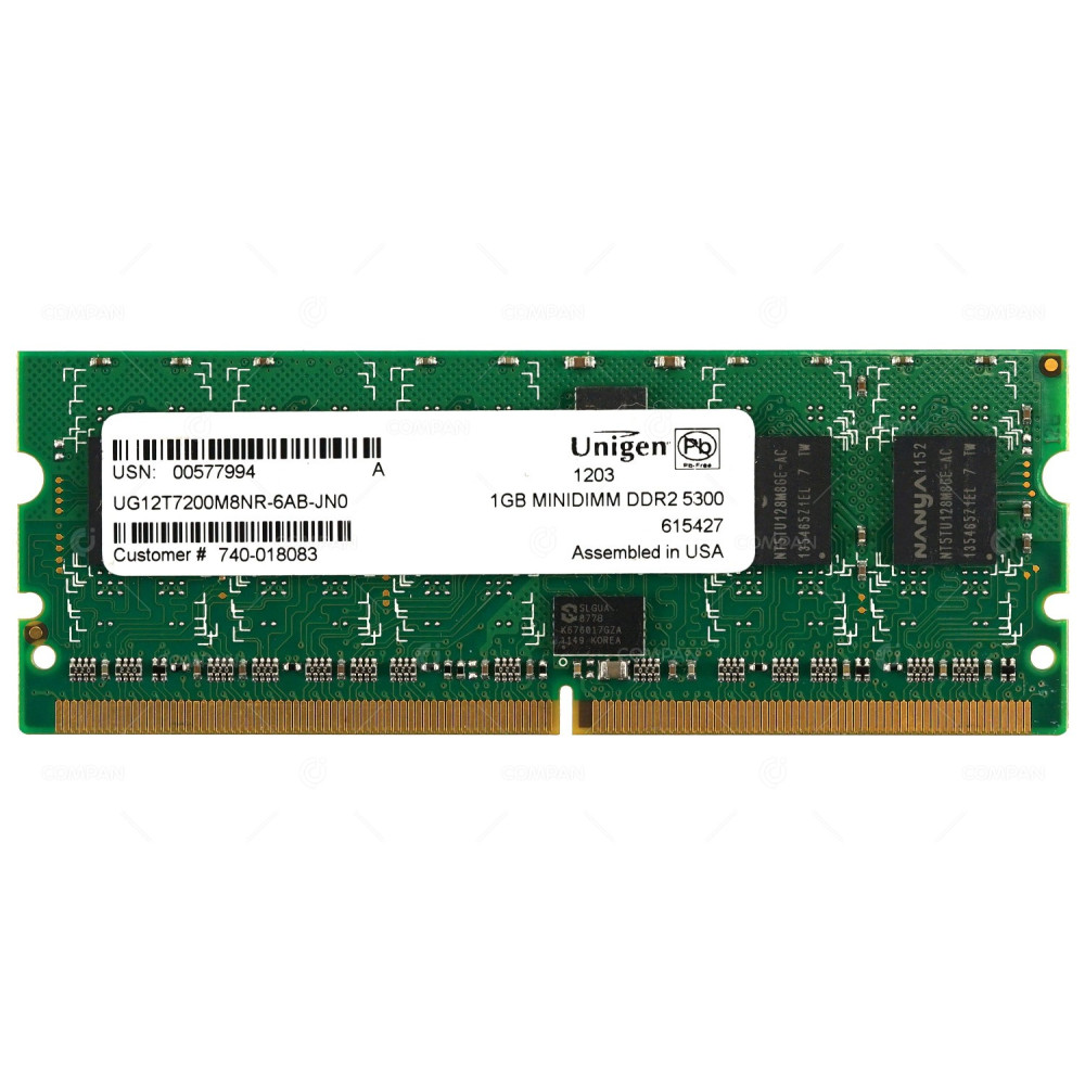 UG12T7200M8NR-6AB-JN0 MEMORY 1GB PC2 5300 MINIDIMM DDR2 740-018083